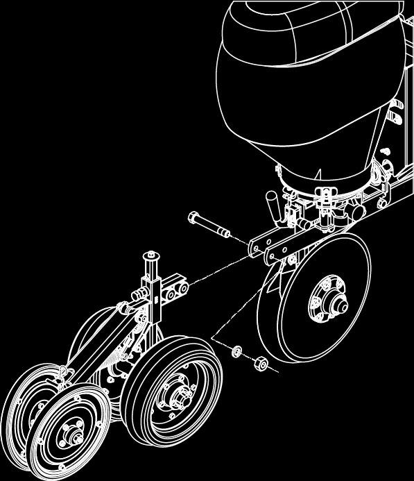 MONTAGEM MONTAGEM DAS RODAS COMPACTADORAS (FIGURAS 03) Para montar o suporte da roda em V (), proceda da seguinte forma: - Acople o suporte da roda em V () no carrinho da roda de profundidade (),