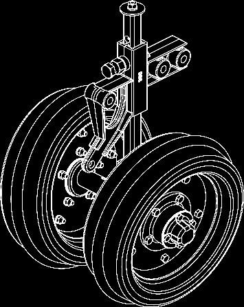 REGULAGENS DAS LINHAS RODA LIMITADORA DE PROFUNDIDADE ( FIGURA 48 ) O controle da profundidade da semente, é regulada individualmente pelas rodas limitadoras de profundidade ().