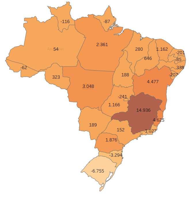 Mapa da distribuição do emprego