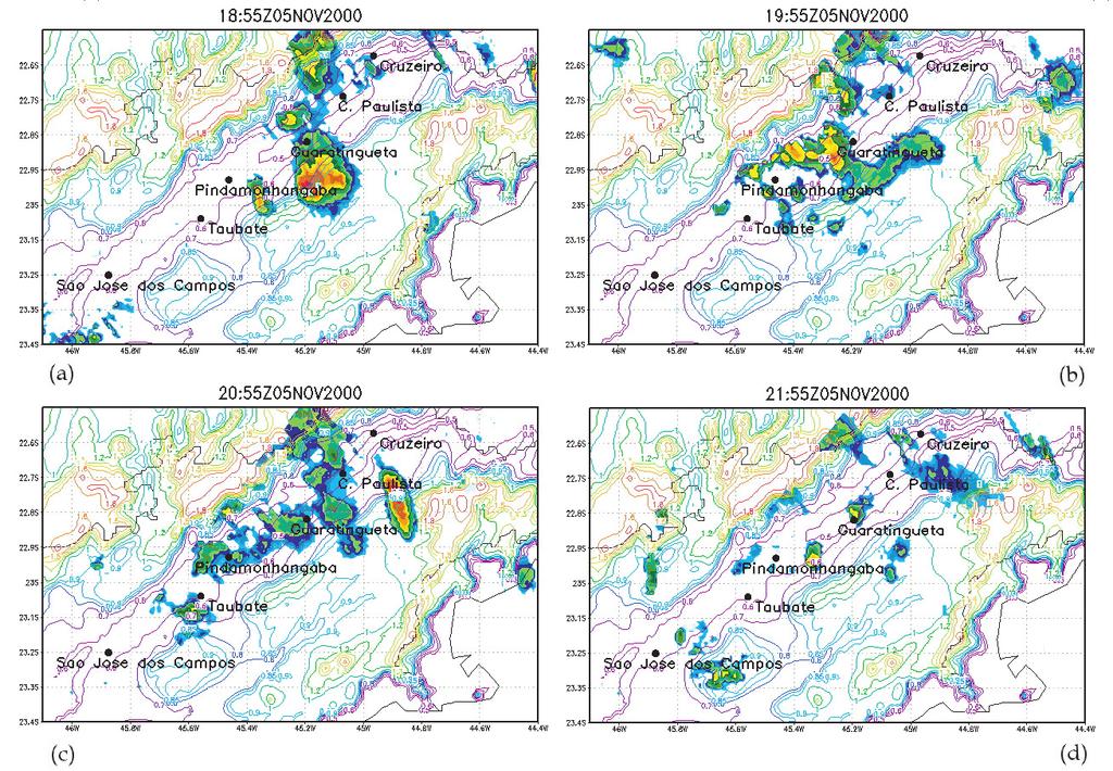 204 Um estudo da atividade convectiva no verão sobre o Vale do Paraíba através do radar banda-s de São José dos Campos 14,6 a 19,5 dbz e de 29,6 a 39,5 dbz.