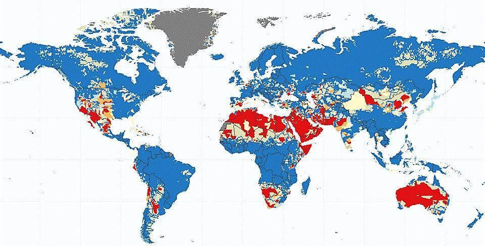 Posição estratégica da América Latina no novo mundo Estresse hídrico* * Medida do total de água doce retirada anualmente (uso municipal, industrial e