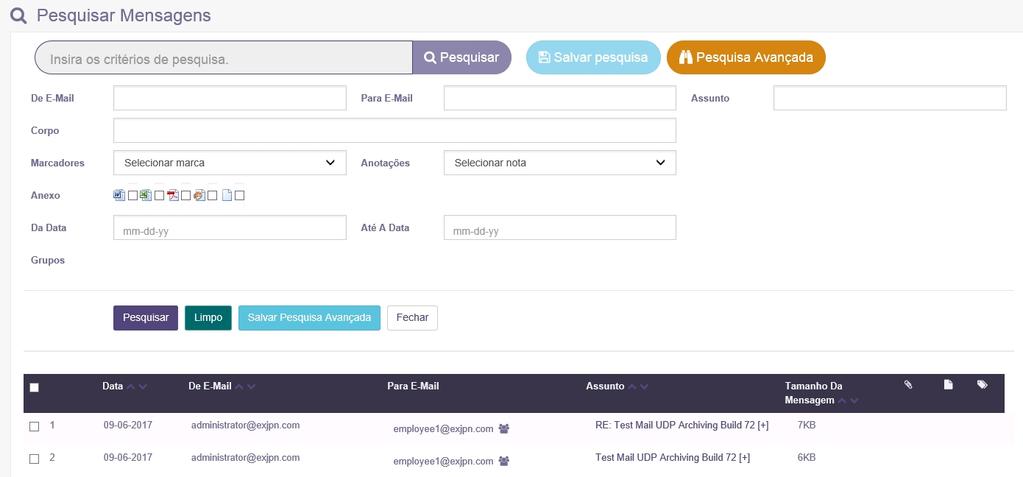 Pesquisa avançada Pesquisa avançada A Pesquisa avançada oferece mais opções para localizar exatamente o que você precisa. Para inserir uma consulta, o UDP Archiving permite usar um conector booliano.