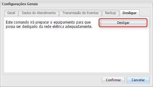 Desligar Figura 21 - Aba Desligar 1 Desligar: Prepara o equipamento para ser desligado da rede elétrica corretamente; 2.12.
