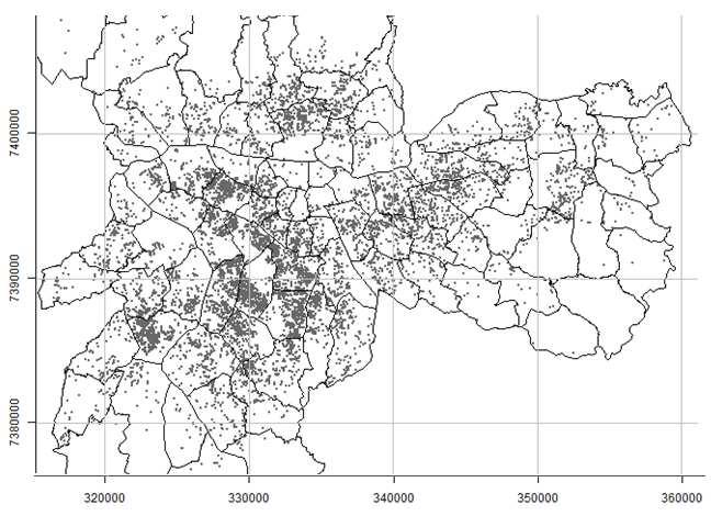 Figura 1.2 Lançamentos residenciais na cidade de São Paulo, entre 1985 e 2013. Para fins deste trabalho, optou-se por diferenciar os lançamentos pelo número de dormitórios: 1, 2, 3 e 4 ou mais.