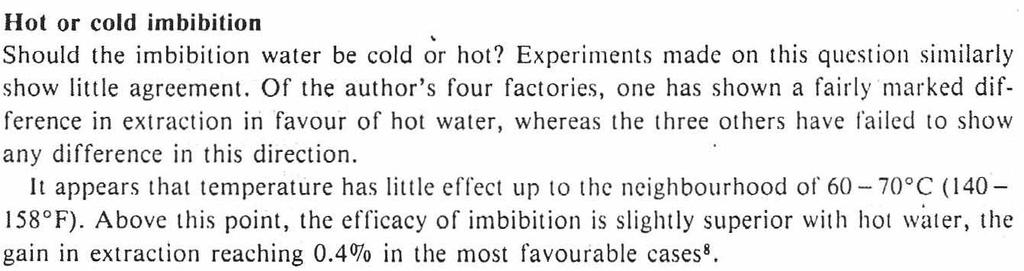 Conceitos fundamentais da extração Temperatura da água de embebição Embebição quente ou fria A água de embebição deve ser fria ou quente?