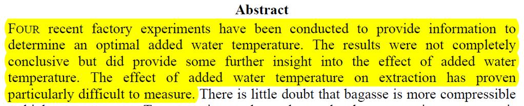 Conceitos fundamentais da extração Temperatura da água de embebição Foram