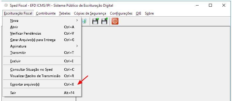 SPED FISCAL - EFD ICMS IPI No menu Escrituração Fiscal