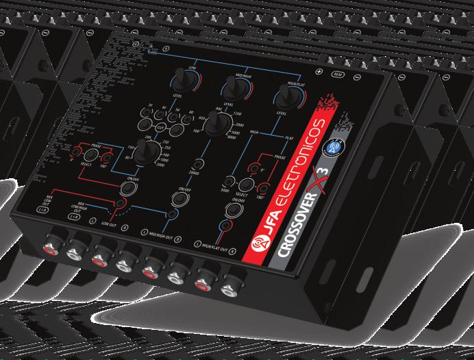 CROSSOVER X3 3 vias com qualidade, precisão e proteção para o sistema ESPECIFICAÇÕES 2 Entradas com impedância 12KΩ 8 Saídas com impedância 600Ω Nível máximo de