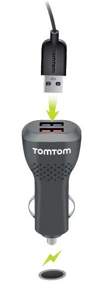 Sugestão: com o carregador duplo de alta velocidade, pode carregar o TomTom Rider e um smartphone em simultâneo.