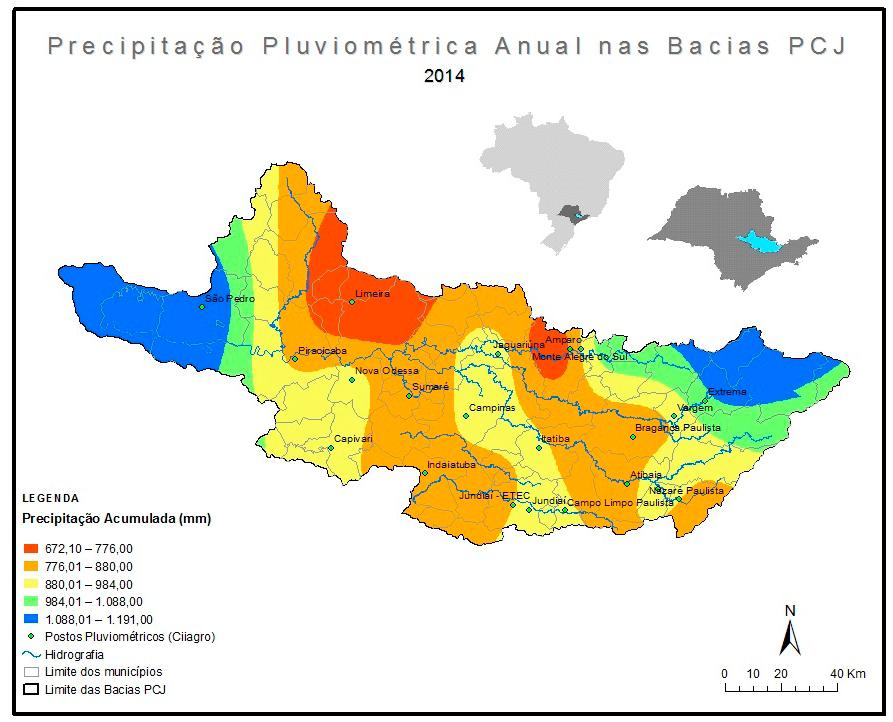 Relatório da Situação dos Recursos Hídricos 2015 49 Figura 7: Mapa de Precipitação Pluviométrica Anual nas