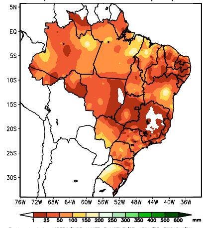 Volumes acumulados de chuvas em abril/17 (acumulado até o dia 11), em milímetros. FIGURA 2. Anomalia de chuvas em abril de 2017 (até o dia 11), em milímetros.