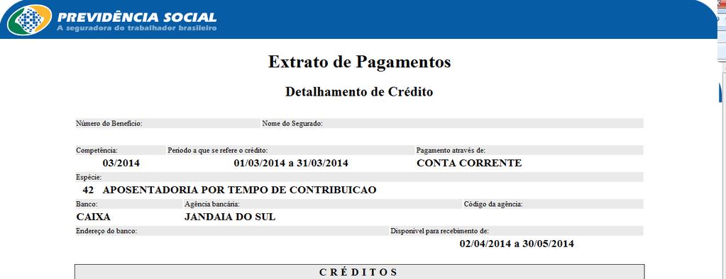 Ao consultar o Detalhamento de Crédito é possível verificar a espécie do beneficio a fim de identificar se ele é válido para consignação bem os dados para cálculo de margem.