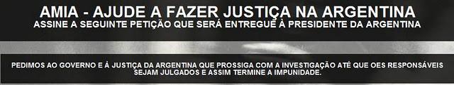 Há 17 anos o mundo inteiro espera por justiça Clique aqui e assine a petição online para que o Governo argentino finalmente faça algo a respeito No Brasil e no mundo Seleção Argentina lembra a AMIA