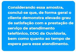 Os dois temas pesquisados são: 1 tempo de espera para o atendimento telefônico; e, 2 atendimento