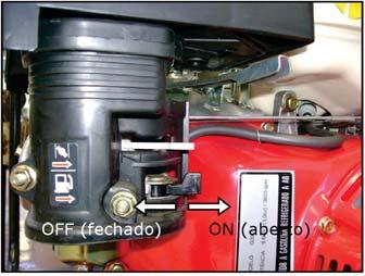 6. Partida e parada do motor 23 3 - Feche a válvula do combustível, colocando-a na posição OFF.