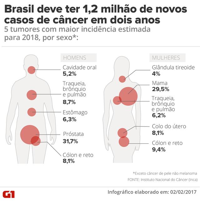 NO BRASIL A previsão era de 576 mil novos casos, no período de