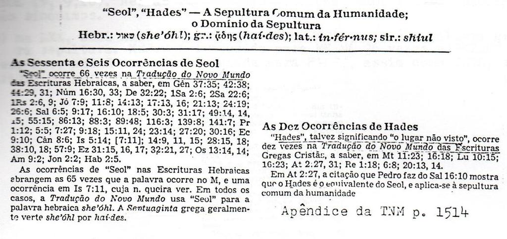 mortos como eles foram (Ap. 6.11). II SIGNIFICADO BÍBLICO DAS PALAVRAS SEOL, HADES, GEENA E TÁRTARO SEOL Seria o SEOL a sepultura?