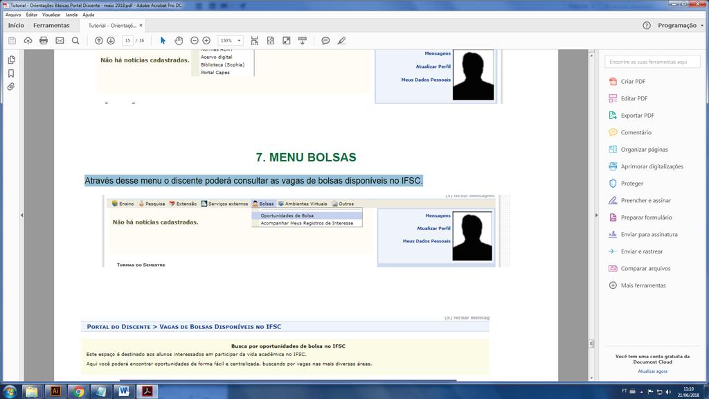 6. Menu Serviços Externos No menu Serviços Externos o discente terá