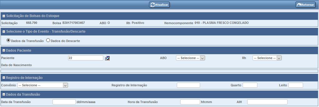 dados, se em algum momento o campo paciente estiver em vermelho basta clicar dentro dele e teclar TAB, depois de mostrar o