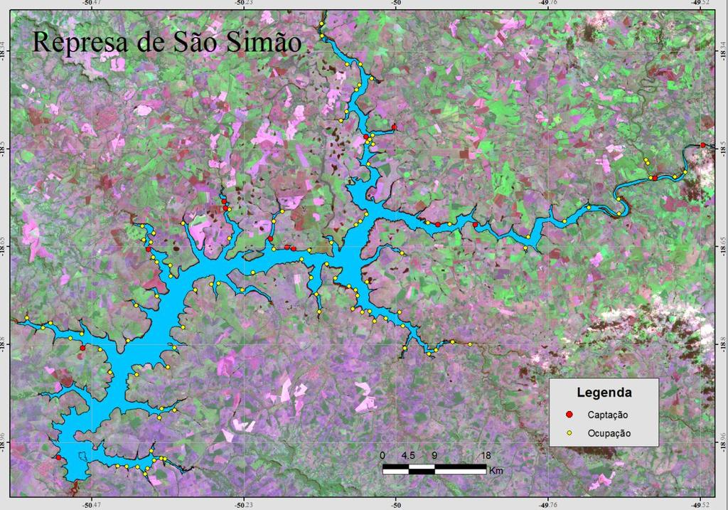 Figura 04 Pontos de captação d água na represa de São Simão.