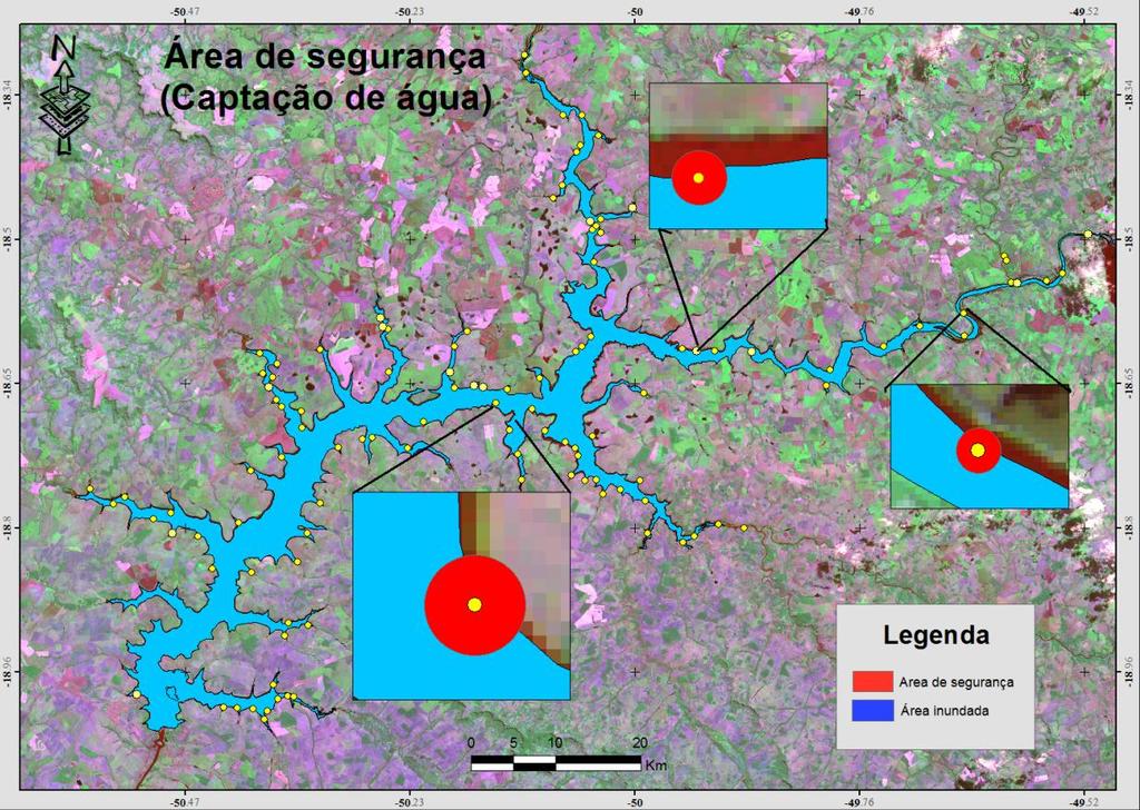 Figura 05 Área de segurança para a captação d água na represa de São Simão.