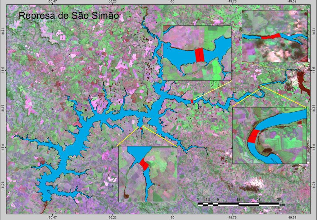 Para a delimitação do mapa de localização e segurança das rotas de navegação, foi adotada uma zona de segurança de 500 m como área excludente, conforme definido pela Secretaria de Ciência e