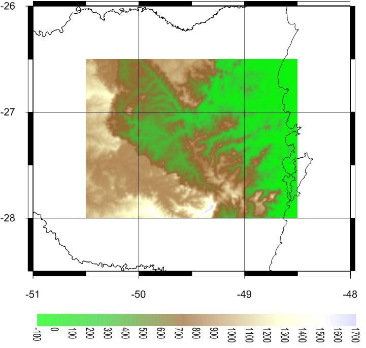 Figura 4. Outlier encontrado Figura 2 Dados SRTM para a região de estudos. Escala em metros.