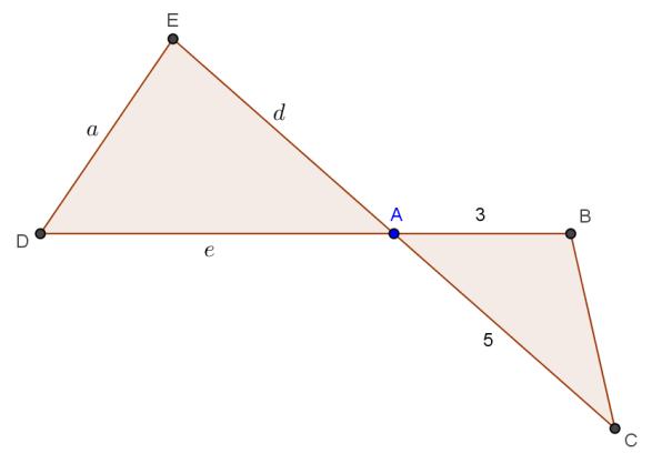 . Na figura seguinte estão representados os triângulos [ABC] e [ADE]. Os segmentos BD e CE intersetam-se no ponto A. (15