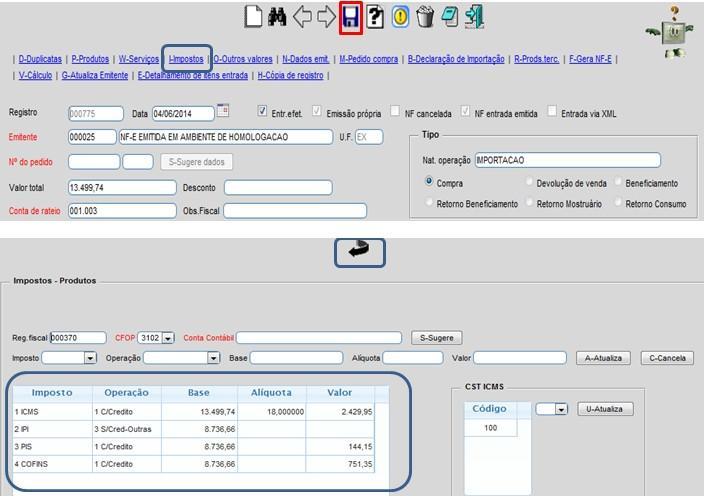 que o sistema inclua também este valor na base de cálculo do ICMS.