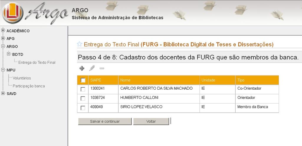 15º) Da mesma forma, se for necessário alterar a função de um professor já cadastrado, basta selecionar o professor e clicar no botão