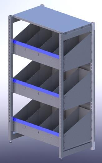 LINHA RACKs - Pesados GRUPO: 18 Rack 4C 198cm com 1 bandeja 50cm 3 cestos de 55cm Produto para uso em: Auto Peças