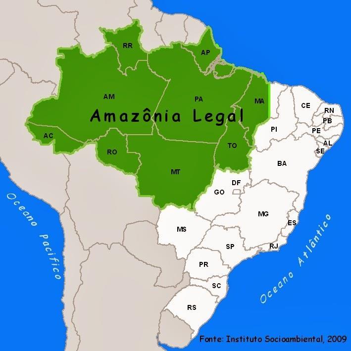 QUESTÃO 26 (CM 2018) ANALISE o mapa: CARACTERIZE a Amazônia Legal. QUESTÃO 27 (MUNDO EDUCAÇÃO ADAPTADA) A Floresta e a Bacia Amazônicas são as principais referências do Domínio Amazônico.