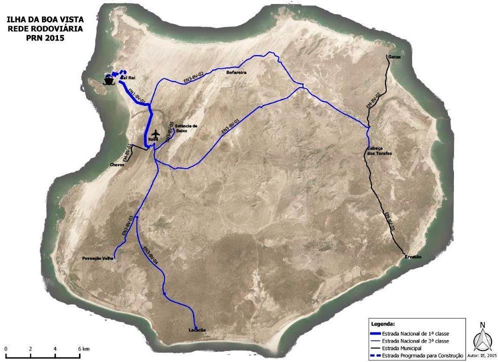 c) Ilha de Boa Vista Figura 13: Rede rodoviária BV Dado a necessidade de aprimorar o nível de serviço, comodidade e a segurança dos utentes nas Estradas Nacionais da Ilha da Boa Vista, foi celebrado