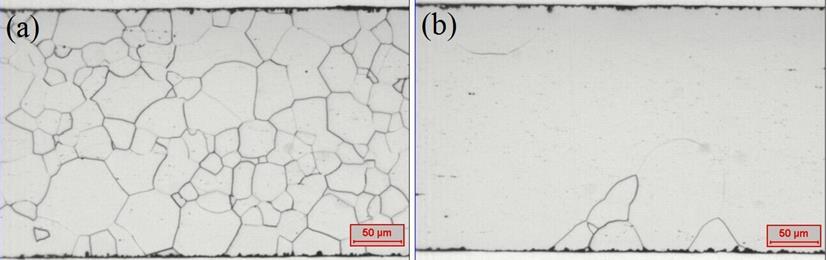 Figura 5.3 - Evolução do tamanho de grão (mm). A Figura 5.4 mostra imagens da microestrutura do material obtidos por microscopia ótica nas temperaturas de 1070 C (a) e 1080 C (b) com aumento de 200X.