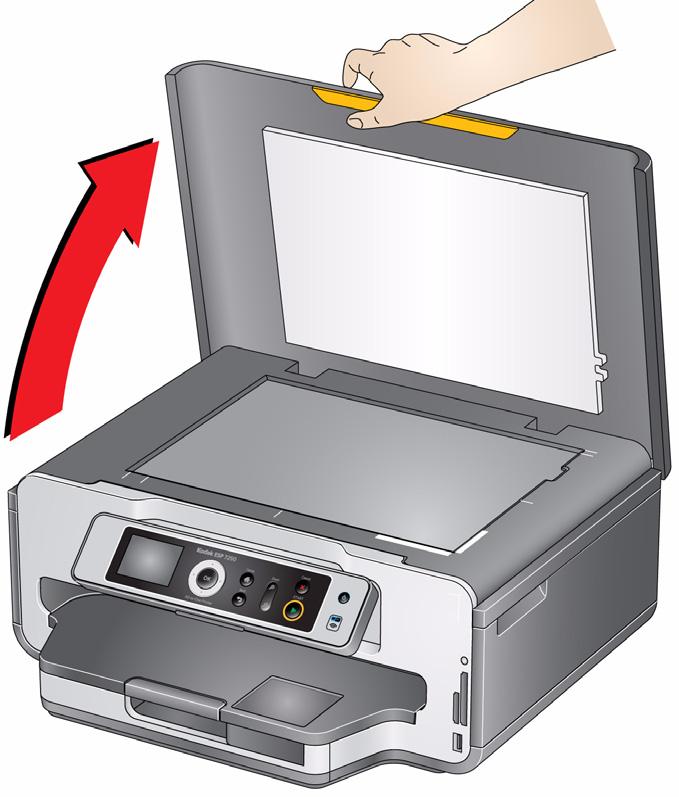 Impressora Multifuncional KODAK ESP série 7200 Como limpar o vidro do scanner e o suporte de documentos O vidro do scanner pode ficar manchado e haver acúmulo de poeira no compartimento de documentos