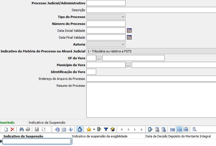 TUTORIAL DE ORIENTAÇÕES SOBRE EVENTO S-1070 TABELA DE PROCESSOS ADMINISTRATIVOS/JUDICIAIS Para realizarmos a configuração da tabela S-1070 - Tabela de Processos Administrativos/Judiciais devemos