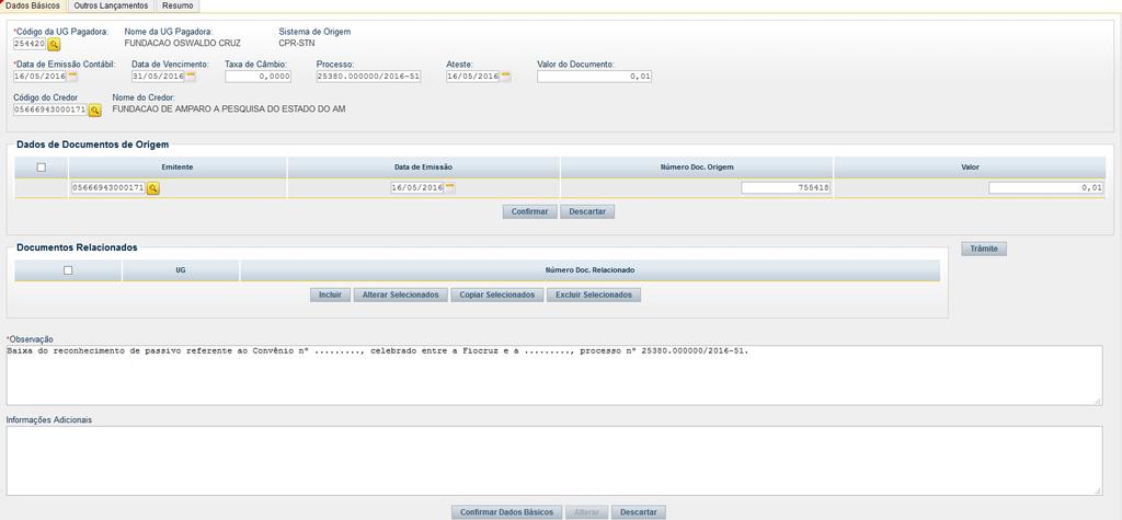 BAIXA DE PASSIVO CIRCULANTE COM ISF P, C/C 030 TP + NR.