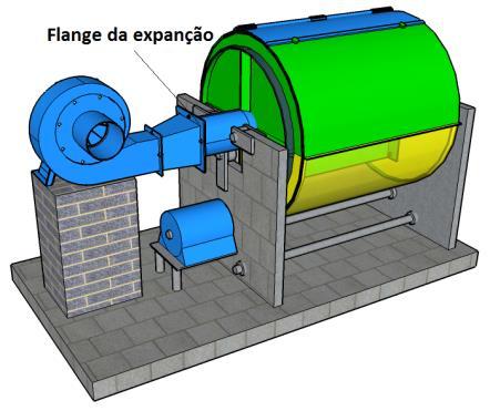 4.8. Adaptação do Ventilador Independentemente do tipo de fornalha, o ventilador deve ser acoplado diretamente ao duto-eixo, tomando-se o cuidado de adaptar o anel do aeroduto e flange de ligação à
