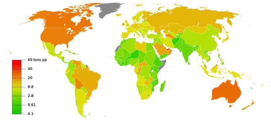 Relevância sobre o tema Aquecimento Global Emissões de Gases de Efeito Estufa por pessoa por