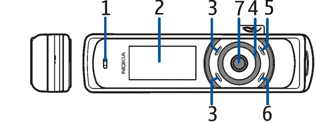 2. O seu telefone Teclas e conectores Auscultador (1). Visor e espelho (2). Tecla de selecção superior, tecla de selecção inferior, tecla de selecção central (3).