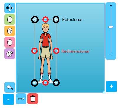 O botão permite alterar a posição e a expressão do personagem além das