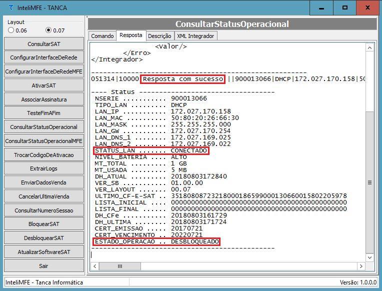 Execute a atualização do software SAT.