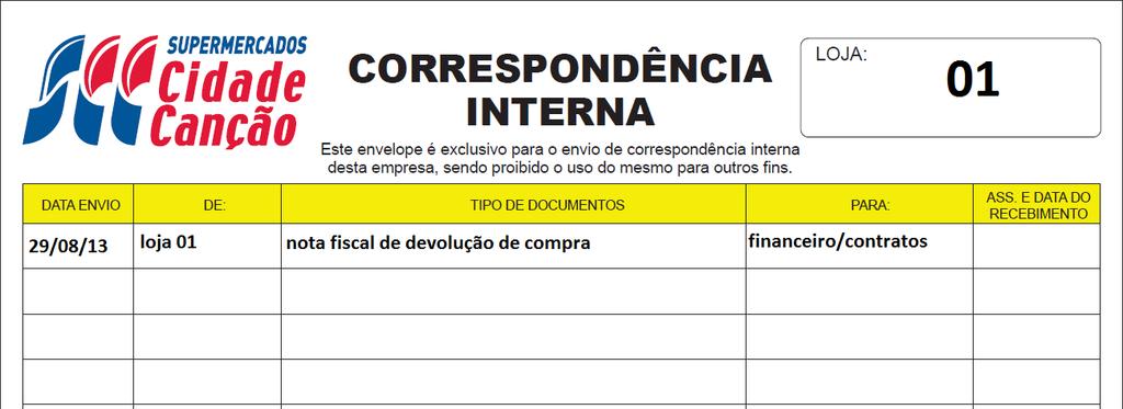 Ref.: OPE-POP-001_00 Emissão: 28/10/2014 P. 12/17 Exemplo: lojas: CD 700, LOJA 15, LOJA 18, etc.