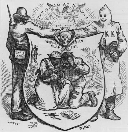 2. (Ufjf-pism 2 2017) A Guerra de Secessão nos EUA terminou com a vitória dos estados do Norte, em 1865. Observe a imagem a seguir e acompanhe a proposta de tradução de seus principais dizeres.