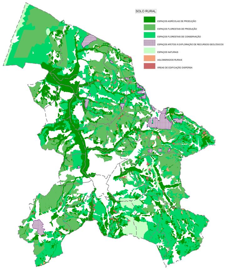 DELIMITAÇÃO DAS CATEGORIAS DO SOLO RURAL DO PDM COS 2007 Espaços Agrícolas de Produção; Espaços Florestais de Produção; Espaços