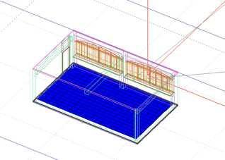 Figura 6: Sala de aula modelada em 3d com grelha de análise disposta sobre o piso. Fonte: do autor.