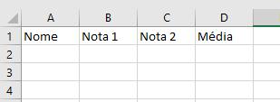 Ex.: B3 Vamos criar uma planilha para usar como exemplo,