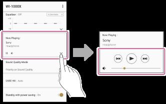 Controle da música em reprodução (Reproduzindo agora) Selecione