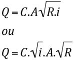 em que Q é a vazão; h, é a leitura da régua correspondente à vazão Q; h 0, a leitura da régua correspondente à vazão nula; A, B, C, n, são constantes próprias a cada estação.