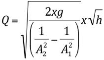 Deve-se ainda introduzir um coeficiente corretivo k de modo que: Equação para tubos de Pitot: Onde V = velocidade de escoamento (m/s); H = diferença de pressão entre os dois